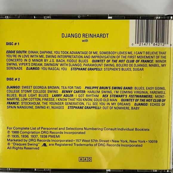 Django Reinhardt Djangologie USA 5-6 JAZZ Double Compact Disc 2 CD Used NICE - Picture 4 of 8